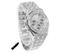 genkigold Reloj con Diamantes para Adolescentes Niños - Esfera Octogonal 38mm con Números Romanos - Chapado en Platino Correa 19,5cm - Incluye Ajustador