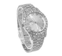 genkigold Reloj con Diamantes para Hombre - Esfera Redondo 43mm con Números Romanos - Chapado en Platino Correa 22,5cm - Cuarzo Japonés - Joya de Lujo