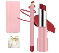 Genli Oil Balm, Genli Lip Balm Lipstick, 2-in-1 Set Lip Liner with Non-stick Cup Long-Lasting Waterproof Matte Lipstick Lipsticks Set (04)