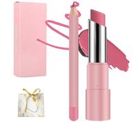 Genli Oil Balm, Genli Lip Balm Lipstick, 2-in-1 Set Lip Liner with Non-stick Cup Long-Lasting Waterproof Matte Lipstick Lipsticks Set (07)