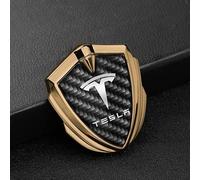 genmaimeifumu Pegatina con Logotipo de Coche para Tesla Model S 2012-, Decoración Autoadhesivas 3D Edición Logotipo Pegatinas Metal Emblema Insignia Accesorios,Gold