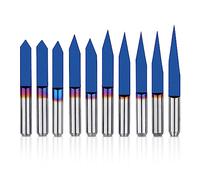 Genmitsu 10 piezas 1/8" Shank V-Groove CNC Router Bits, 10/15/20/25/30/40/45/60/90/90 Grados Set, Nano Blue Coat Cónico V-Bit, herramienta de grabado para CNC