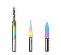 Genmitsu 3 fresas cónicas en forma de V, revestimiento cromático, vástago de 3,175 mm, 2 flujos, carburo de tungsteno, broca CNC para mecanizado 3D, EM03A