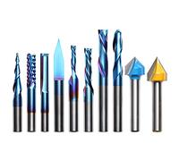 Genmitsu Colección de brocas CNC de uso general, vástago de 1/4 pulgadas, revestimiento nano azul, MC10A