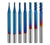 Genmitsu Fresa de 3 pistas para aplicaciones de aluminio, Nano Blue Coat CNC Router Bits, diseño de alta alimentación tipo U, mango de 4mm, SN07A