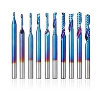 Genmitsu - Fresas espirales de carburo de tungsteno con varilla de 1/8" (flauta única), fresas CNC, 91,5 más, revestimiento azul HRA Nano, OS10B