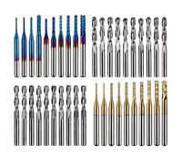 Genmitsu Juego de 40 brocas de fresado CNC para fresas de fresado CNC de vástago de 1/8 pulgadas, incluye 2 flutos planos de nariz y nariz de bola, nano azul y capa de titanio, MC40A