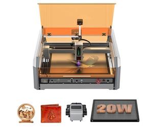 Genmitsu L8 Grabado láser, máquina de grabado láser de 40000 mm/min, cortador láser de 20 W con carcasa y ventilación, bomba de apoyo de aire, panal, cámara, para metal y madera, papel, cuero, vidrio