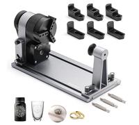 Genmitsu MD18 - Rodillo giratorio 3 en 1 para máquinas de grabado Genmitsu L8, Genmitsu Z6, mandril multimordaza para vidrio, objetos cilíndricos, anillo