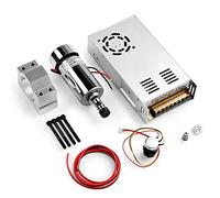 Genmitsu Motor de husillo CC refrigerado por aire de 300 W con fuente de alimentación de conmutación ajustable de salida de 0 a 48 V, abrazadera de 52 mm y pinza ER11, ideal para mecanizado CNC