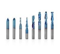 Genmitsu MRBC08 - Juego de 8 brocas de enrutador CNC, vástago de 1/4 pulgadas, cortador CNC de acero de tungsteno para fresadora con revestimiento nano azul, herramienta para aluminio, metal,