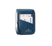GENODA Bolsa de pasaporte retro para hombres y mujeres, RFID de moda, funda multifuncional de piel sintética, clip para pasaporte, accesorios de viaje, Hz726-azul pavo real, Talla única