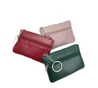 GENODA Cartera de cuero para mujer, monedero, tarjetero, doble bolsillo con cremallera, para mujer, multitarjeta, a la moda, color negro, Color aleatorio, 1 unidad, 2 unidades