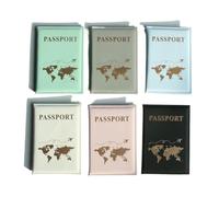 GENODA Funda para pasaporte, organizador de mapamundi, funda protectora para tarjetas de crédito, documento de identificación, cartera para pasaporte, azul claro, Talla única