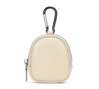 GENODA Mini monedero de piel auténtica, cartera vintage con cremallera para llaves, bolsa de almacenamiento simple para monedas, White, Talla única