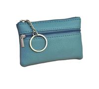 GENODA Monedero pequeño de piel sintética multicolor con capa superior ligera y cremallera para llaves, color sólido, bolsa de dinero suelta, A-azul., Talla única