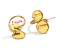 GENPICONG 10 Piezas de Anillos de Acero Inoxidable Ajustables con Base en Blanco, cabujones de Vidrio, biseles de camafeo, bandejas para Hacer tú Mismo, Anillos en Blanco, Accesorios de joyería