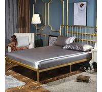 GENPICONG Juego de sábanas Ajustables de Seda Morera para Cama tamaño Queen, Juego de sábanas de Seda Suave de Alta Gama con Banda elástica y Funda de colchón tamaño King