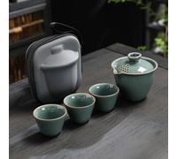 GENPICONG Juego de té de cerámica de 3 Tazas Gaiwan portátil de Viaje Chino Kungfu sopera de té Ceremonia 170ML