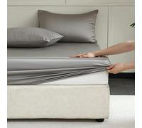 GENPICONG Sábana Ajustable de Seda de Morera con Bandas elásticas, Funda de colchón Completa, Funda de Cama Suave Antideslizante, Ropa de Cama 100/160/200