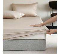 GENPICONG Sábana Ajustable de Seda de Morera con Bandas elásticas, Funda de colchón Completa, Funda de Cama Suave Antideslizante, Ropa de Cama 100/160/200