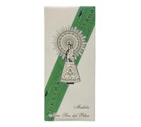 GENPURI Cinta Virgen del Pilar Bendecida- Medida Original 36,5 cm - Pulsera de Seda 40 cm - Colores Disponibles - Símbolo de Fe, Devoción y Tradición Española - Unisex (Verde)