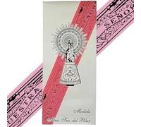 GENPURI Cinta Virgen del Pilar Bendecida- Medida Original 36,5 cm - Pulsera de Seda 40 cm - Colores Disponibles - Símbolo de Fe, Devoción y Tradición Española - Unisex (Rosa)