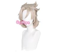 GENSHIN Impact Albedo Cosplay Cosplay 35CM Wig DE RODANDO Corte Cosplay Anime Cosplay Pelucas Pelucas sintéticas Resistentes al Calor Halloween
