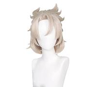 GENSHIN Impact Albedo Cosplay Peluca 35 cm Ropa Corta Ropa Corta Anime Resistente al Calor Pelucas de Cosplay sintético + Peluca Cap