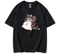 Genshin Impact Camiseta Hu Tao Kawaii Camisetas Gráficas Cuello Redondo Manga Corta Divertidas Harajuku Mujeres Hombres Unisex Cosplay Tops (S,Color 01)