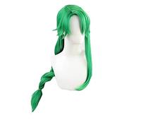Genshin Impact Cosplay BAIZHU Peluca desmontable moño Baishu Verde 90 cm Larga cola de caballo trenzada resistente al calor Pelo sintético Juego de rol