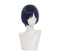 Genshin Impact Cosplay Scaramouche 30 cm peluca azul Cosplay Anime pelucas sintéticas resistentes al calor Halloween