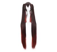 Genshin Impact Hu Tao Cosplay Wig Hutao Cosplay Long Gradient Brown Ponytails Heat Resistant Synthetic Hair + Wig Cap