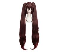 Genshin Impact HuTao Cosplay Women 110cm Long Wig Brown Wig Cosplay Anime Cosplay Wigs Heat Resistant Synthetic Wigs + Wig Cap