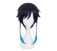 Genshin Impact Venti Wig Gradient Short Braided Cosplay Heat Resistant Synthetic Hair Halloween Carnival Party + Wig Cap