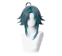 Genshin Impact Xiao Cosplay Wigs Dark Green Short Straight Heat Resistant Synthetic Hair Wig A