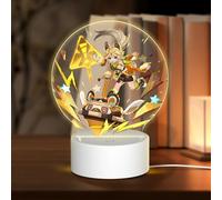 Genshin - Luz nocturna redonda de acrílico con enchufe USB, tres modos de luz diferentes, 18 x 13,5 cm