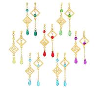 Genshin - Pendientes colgantes de impacto para mujeres y niñas, diseño de anime, ojo de Dios, anemo, visión, joyería para Navidad, Halloween, 2.67*0.78 in, Zinc, cristal