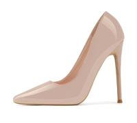 GENSHUO Bombas de tacón Alto con Punta Puntiaguda para Mujer Zapatos de Fiesta con tacón de Aguja Sexy 12 CM / 4.72IN, Nude, 40 EU