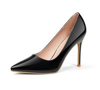 GENSHUO Zapatos de tacón Alto para Mujer con Punta Cerrada, Tacones de Aguja Sexis Puntiagudos, 10 cm, Zapatos de tacón para Fiesta de graduación, PU Negro, 37 EU