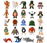 Gensly 24 Pzs de Juguetes Animales Divertidos Criaturas de Dibujos Animados Mini Figuras para Fans Figura Creativas de Animales como Decoración para el Escritorio