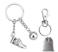 GENSMILE Llavero de fútbol regalo para hombres y mujeres - Llavero con zapatos de fútbol y balón 3D, colgante decorativo para aficionados al fútbol, souvenir de fútbol, plateado, Dimensione universale