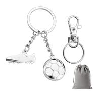 GENSMILE Llavero de fútbol regalo para hombres y mujeres - Llavero con zapatos de fútbol y balón, decoración para aficionados al deporte, colgante para coche y mochila, plateado, Dimensione universale