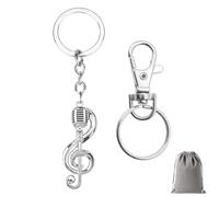 GENSMILE Llavero de notas musicales regalo para hombres y mujeres - Llave de nota musical y micrófono Llavero, decoración de signos musicales para mochila, elegante símbolo musical llavero para