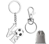 GENSMILE Llavero para fútbol regalo para hombres y mujeres - Llavero con letra Love a tema de fútbol, colgante decorativo para aficionados al fútbol, recuerdo de fútbol, plateado, Dimensione