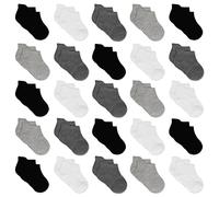 GENTABY Calcetines para niños calcetines para niñas 25 pares de calcetines negros grises blancos para niños tamaño 19-38 edad (1-14 años), 4 colores, 31-34