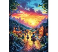 Gente caminando en el pueblo mágico Puzzle 1000 Piezas Familiar Creativo Plantas y animales de cuento de hadas Rompecabezas 3D Para Familia Juguete Educativo Construir Maquetas Aliviar Estrés 1000 PCS