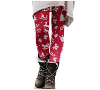 Gente Con Son Navidad 2024 Leggings Mujer Pantalones de Yoga con Estampado de Dibujos Animados Opacos Leggings Negros, rojo, XL