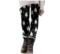Gente Con Son Navidad 2024 Leggings Mujer Pantalones de Yoga con Estampado de Dibujos Animados Opacos Leggings Negros, Negro , XL