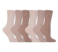 Gentle Grip - 6 pares calcetines diabeticos mujer sin goma elastico estampados 37-42 eur (Beige)